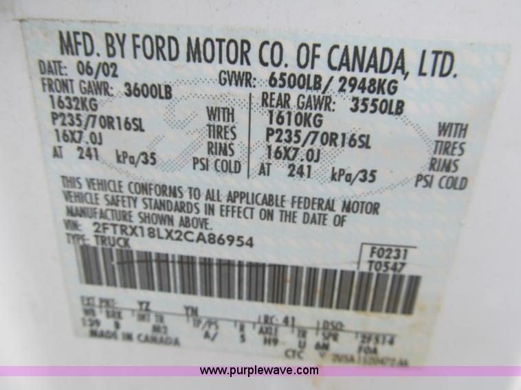 image for item I7067 2002 Ford F150 XLT SuperCab pickup truck