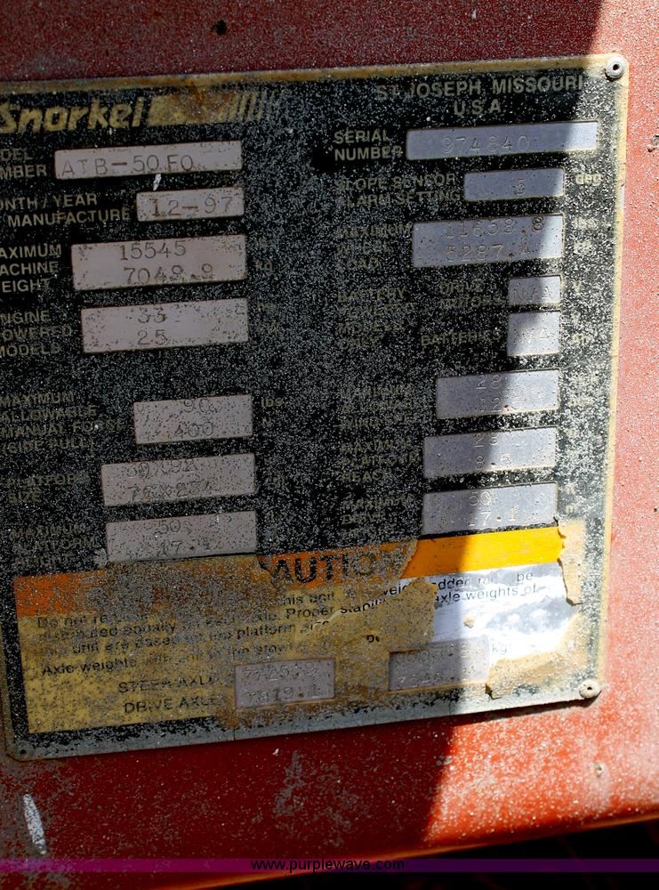 image for item C3804 1997 Snorkel ATB-50F0 boom lift