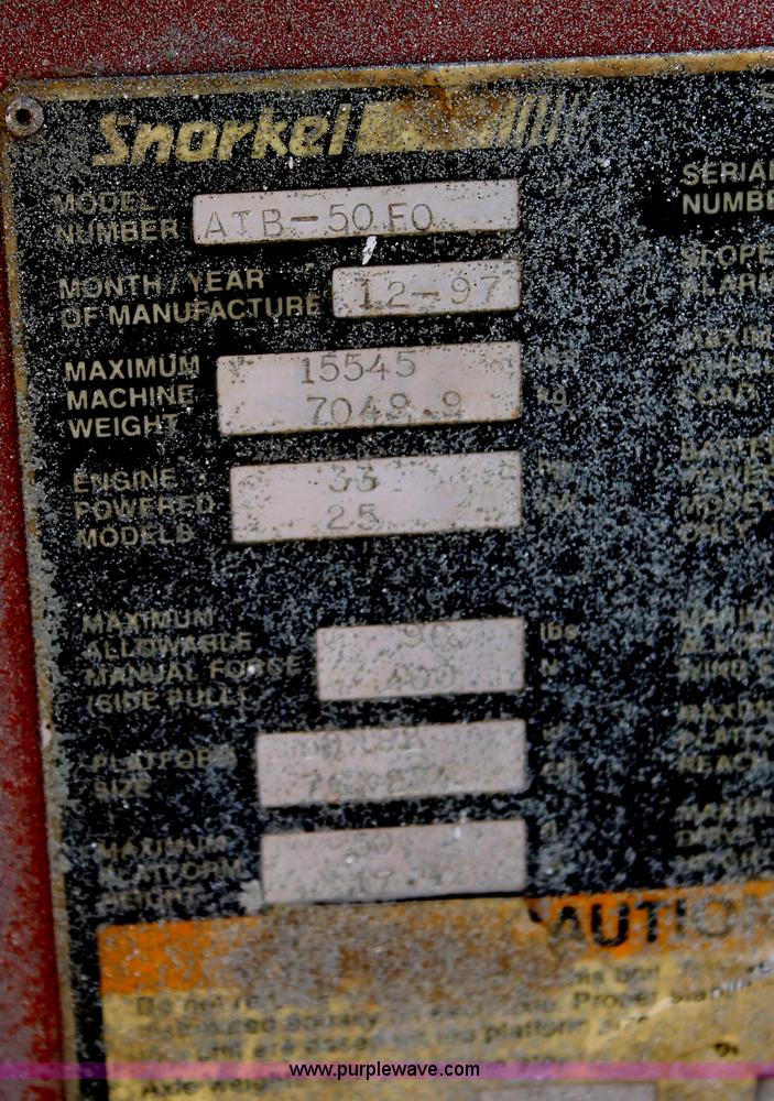 image for item C3804 1997 Snorkel ATB-50F0 boom lift