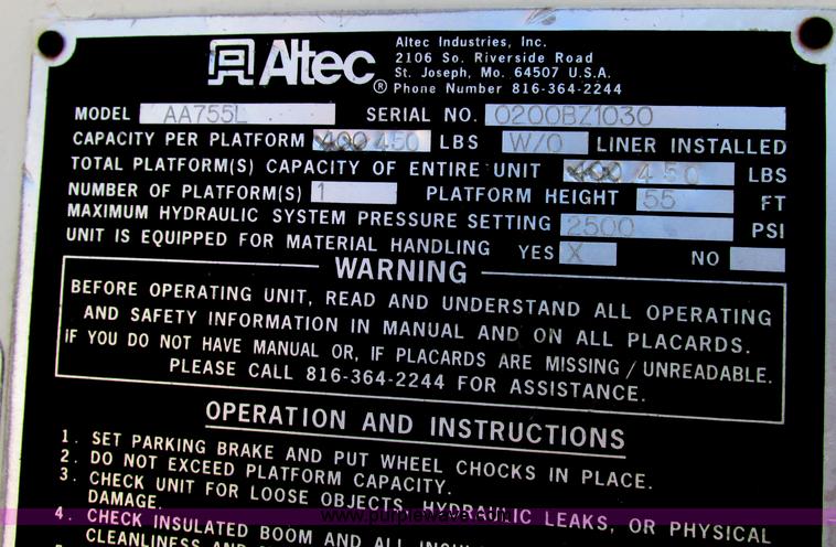 image for item D3955 Altec man lift