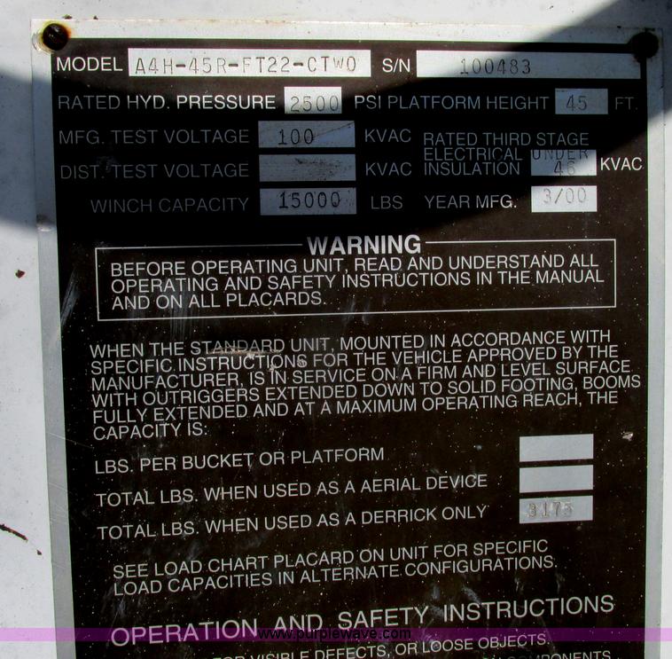 image for item D3958 2000 Teco A4H-45R-FT22-CTW0 derrick digger crane