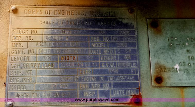 image for item D3960 American 2380 20 ton military crane