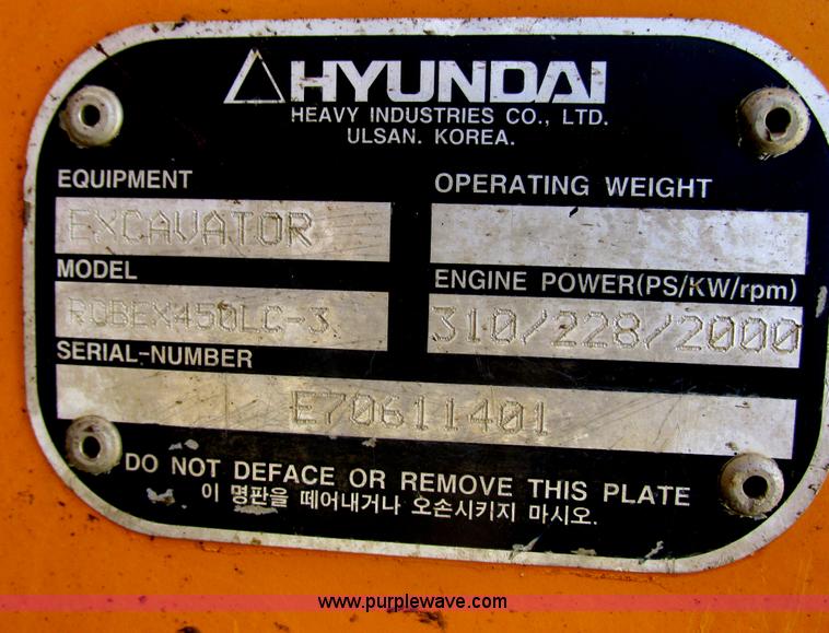 image for item E5453 2003 Hyundai Robex 450LC-3 excavator