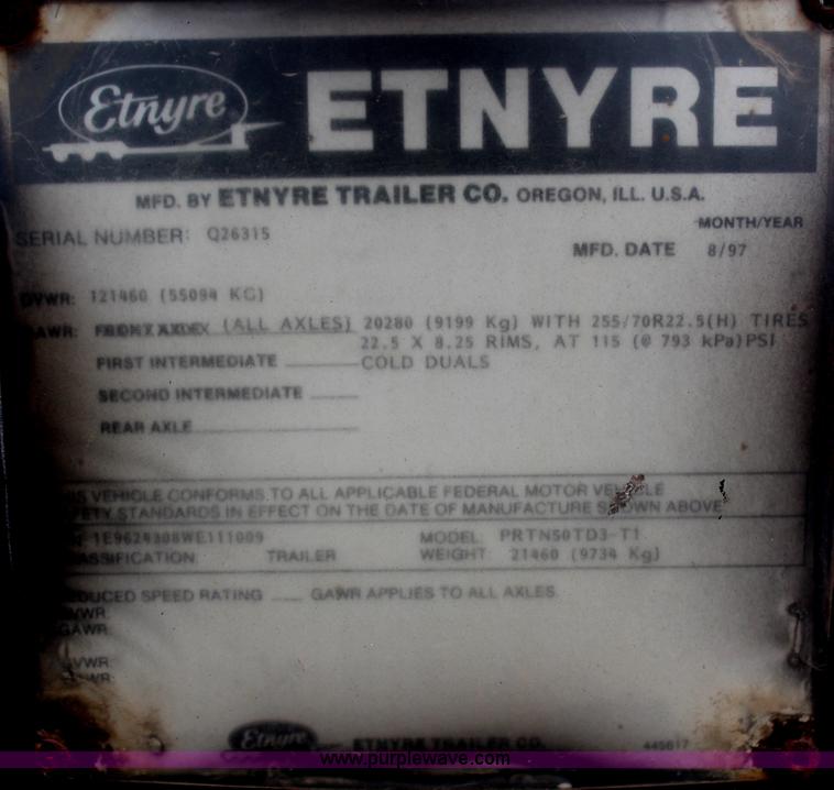 image for item H2595 1998 Etnyre PRTN50TD3-T1 detachable lowboy trailer