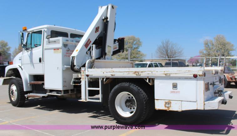 image for item H6088 2003 Freightliner FL80 flatbed truck with knuckle boom crane