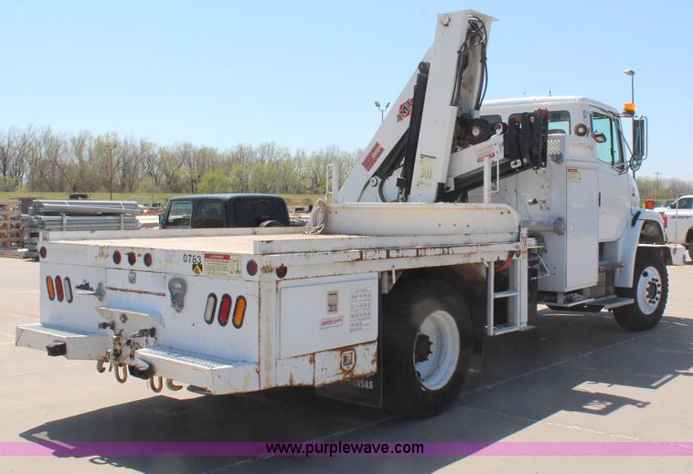 image for item H6088 2003 Freightliner FL80 flatbed truck with knuckle boom crane