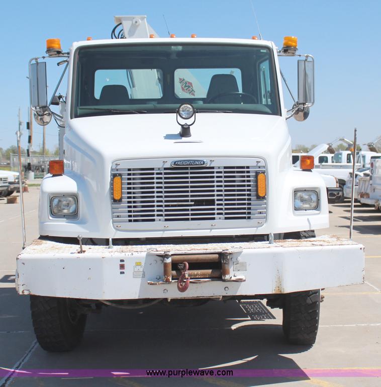 image for item H6088 2003 Freightliner FL80 flatbed truck with knuckle boom crane