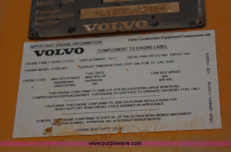 image for item H6105 2006 Volvo L180E wheel loader