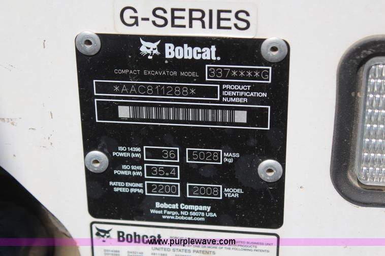 image for item H6169 2008 Bobcat 337G compact excavator