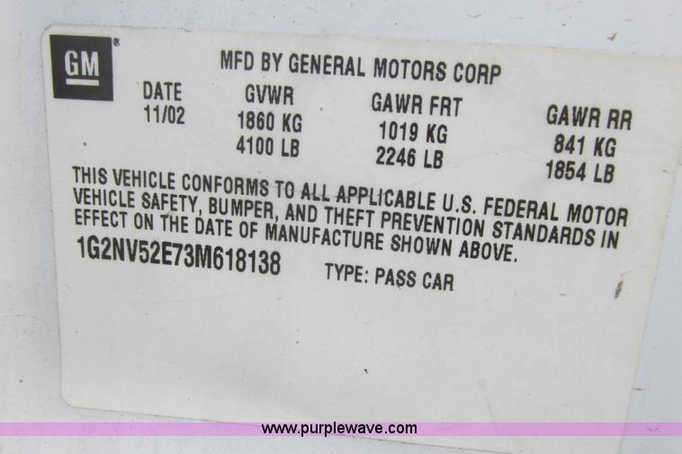 image for item I9701 2003 Pontiac Grand AM GT1