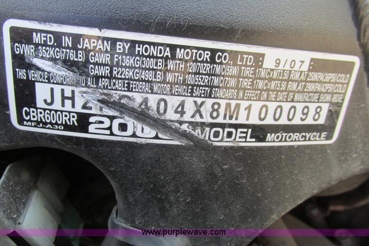 image for item I9706 2008 Honda CRB MC600 motorcycle