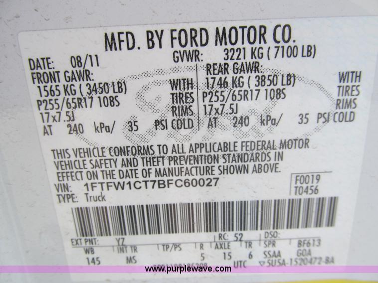 image for item I7050 2011 Ford F150 XLT SuperCrew pickup truck