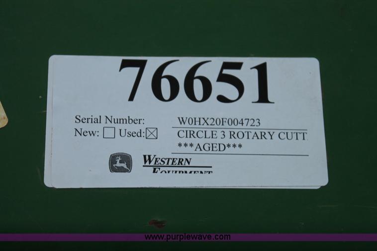 image for item C3864 John Deere HX20 rotary mower