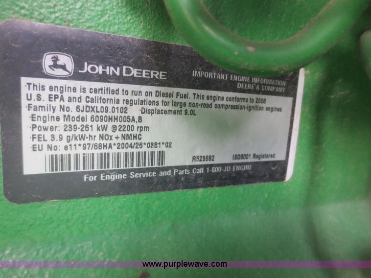 image for item F8270 2006 John Deere 9660 STS RWA combine