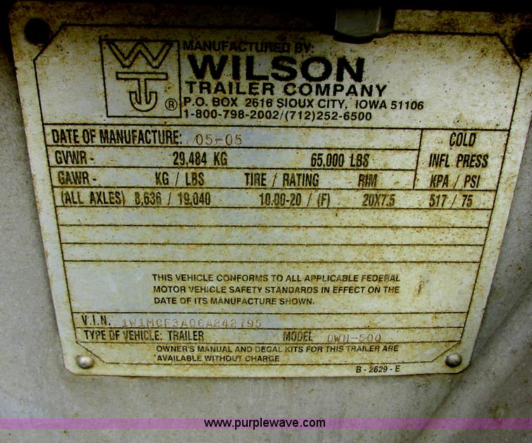 image for item I2732 2005 Wilson DWH-500 hopper bottom trailer