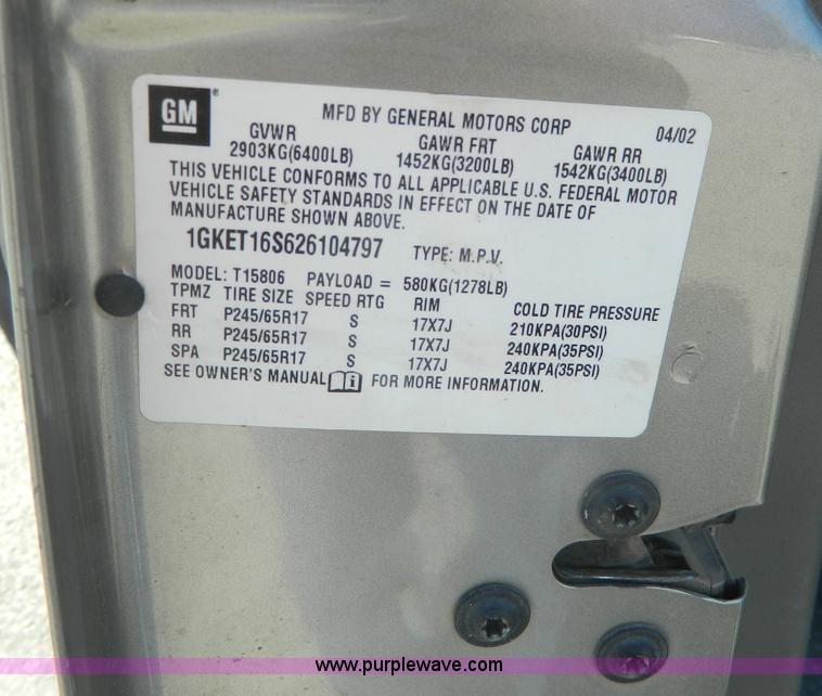 image for item AD9817 2002 GMC Envoy XL SLT SUV