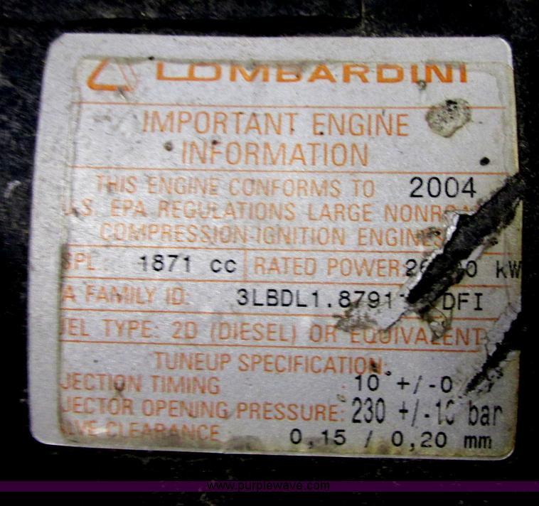 image for item D3946 2004 Lombardini three cylinder diesel engine
