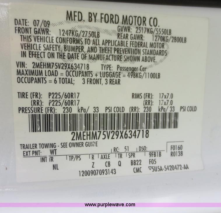 image for item F6910 2009 Mercury Grand Marquis LS Ultimate