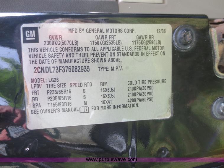 image for item F6911 2007 Chevrolet Equinox LT SUV