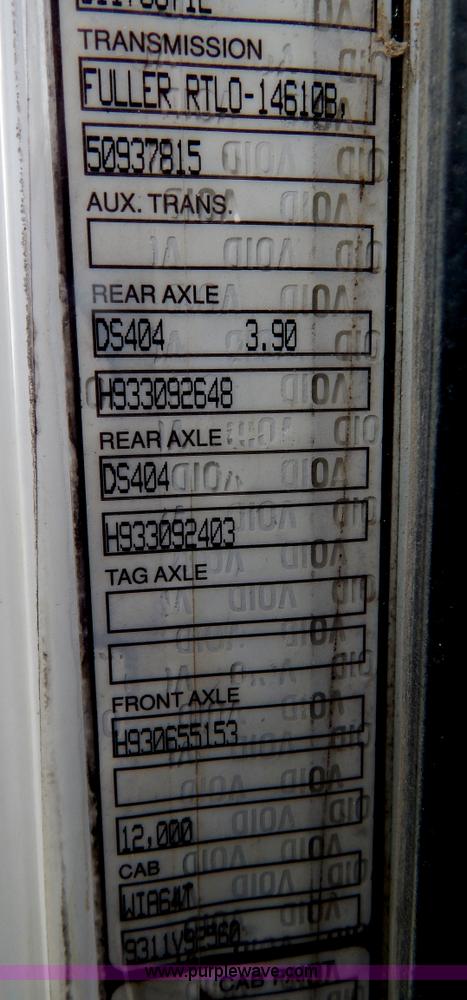 image for item H3401 1994 Volvo WIA triple axle truck cab and chassis