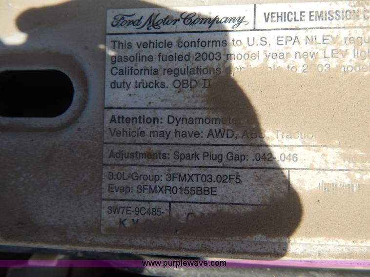 image for item H3409 2003 Ford Ranger SuperCab pickup truck