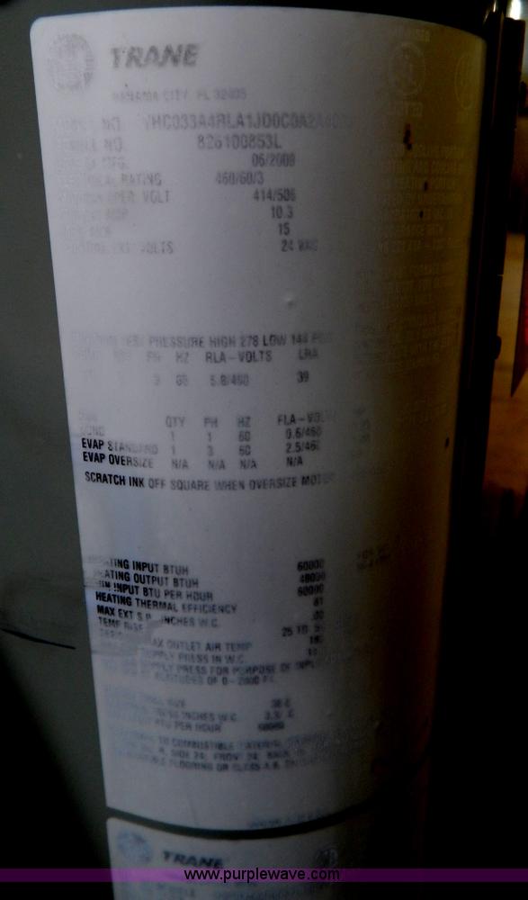 image for item H3419 Trane three ton rooftop AC and heating unit