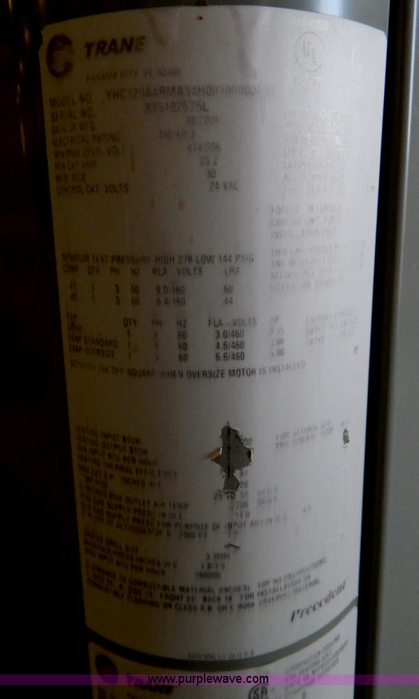 image for item H3420 Trane 12 ton rooftop AC and heating unit