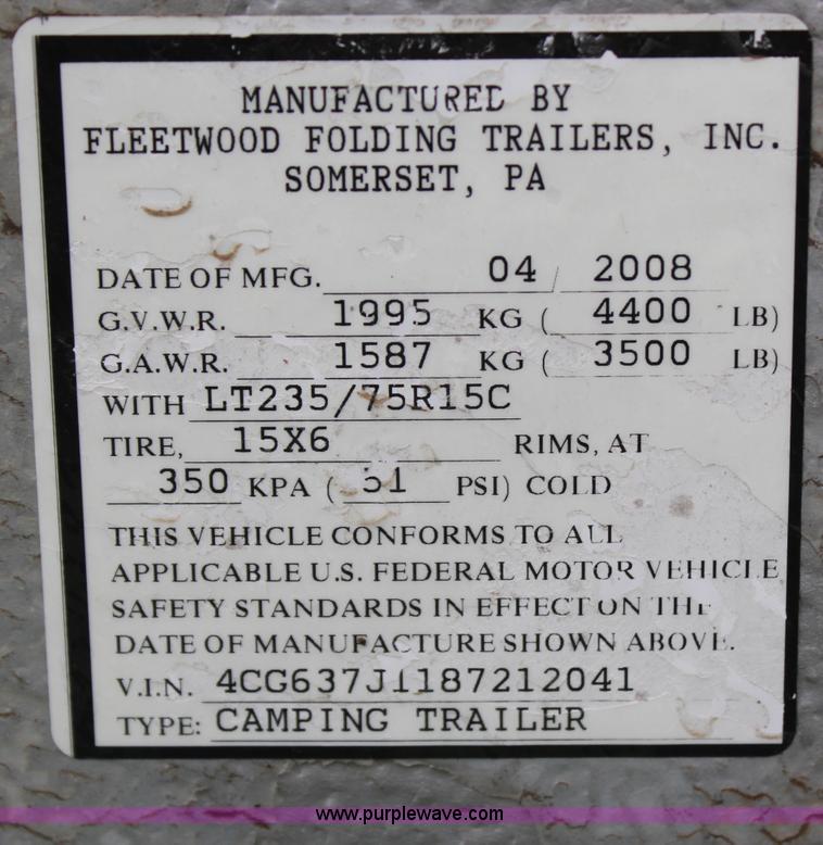 image for item H6112 2008 Fleetwood E3 popup camper