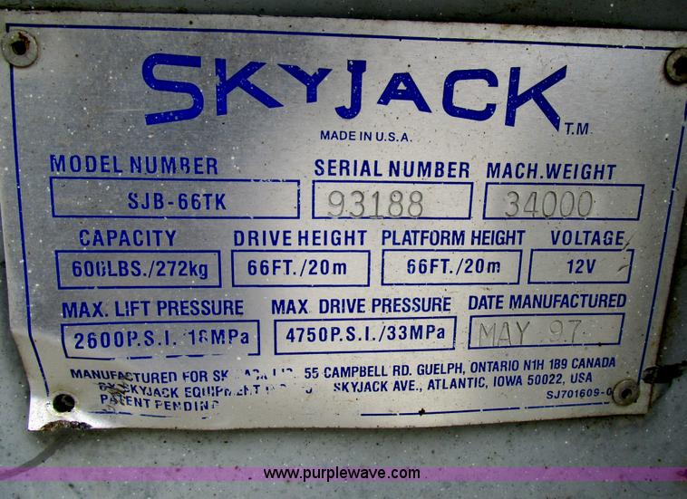 image for item AN9060 1997 Skyjack SJB-66TK boom lift
