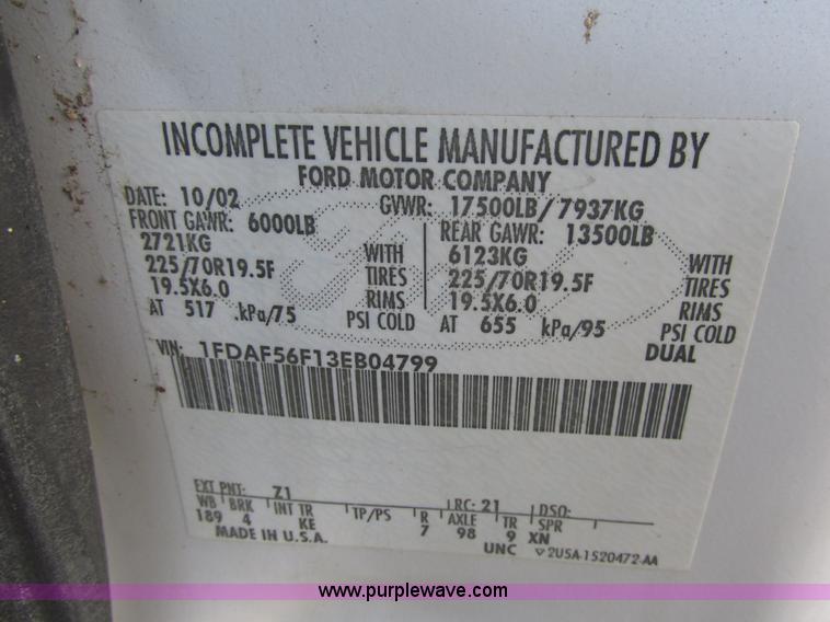 image for item AN9082 2003 Ford F550 dump bed truck