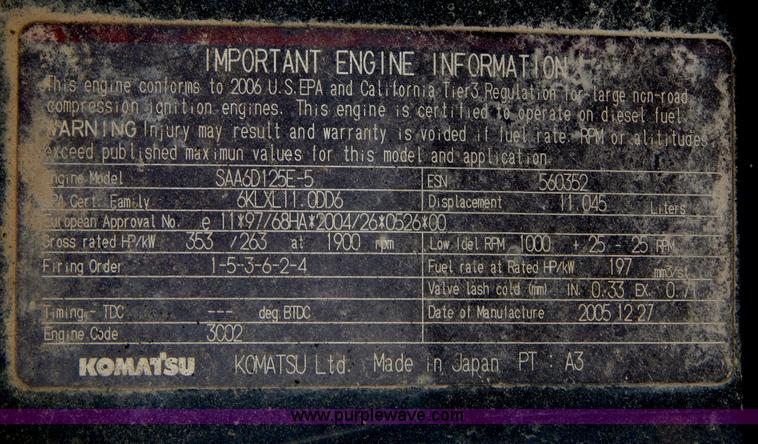 image for item F4877 2006 Komatsu PC400LC-7 excavator