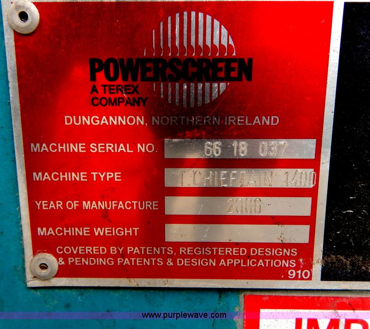 image for item H3437 2006 Powerscreen Chieftain 1400 crawler screening plant