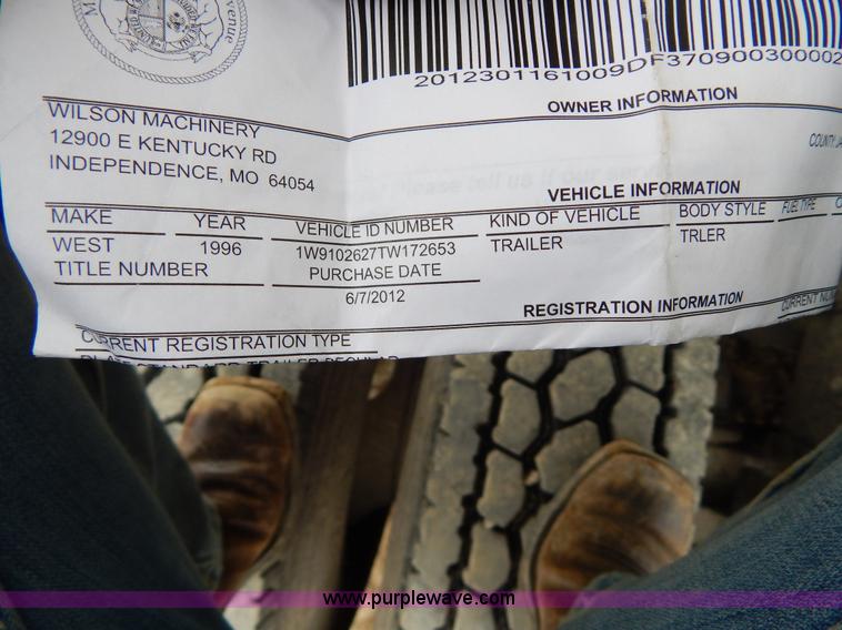 image for item H3440 1996 West barrel end dump trailer