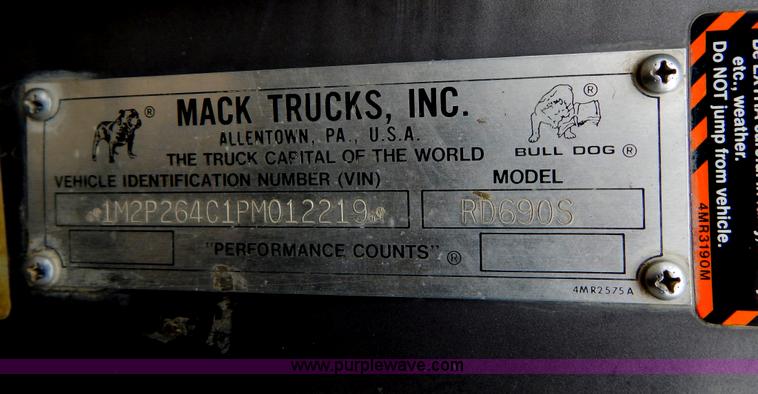 image for item H3450 1993 Mack RD690S triple axle dump truck