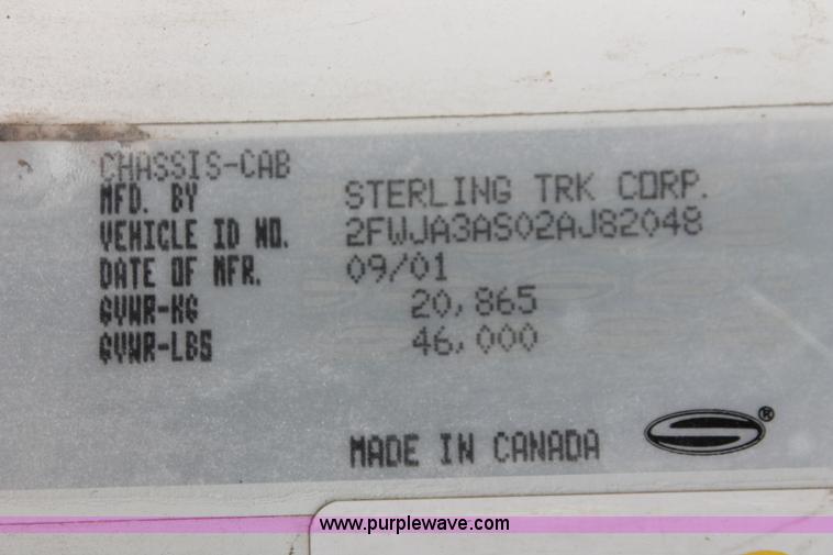 image for item H5681 2002 Sterling AT9500 Dump truck