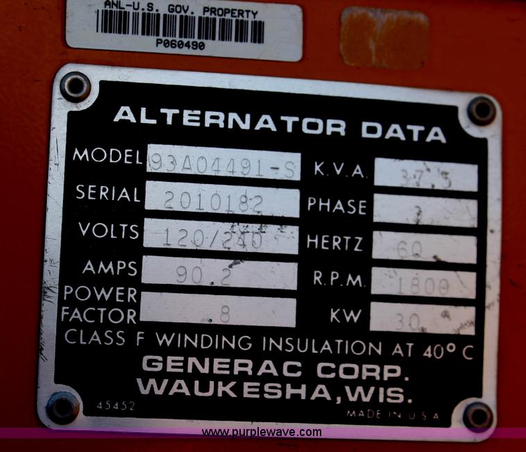 image for item H5687 1994 Olympian 93A 04491 S generator