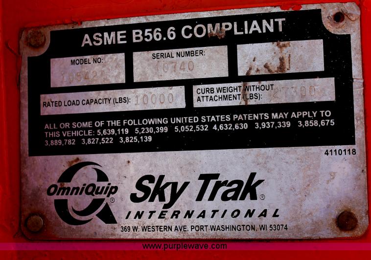 image for item H5690 1999 SkyTrack 10542 telehandler