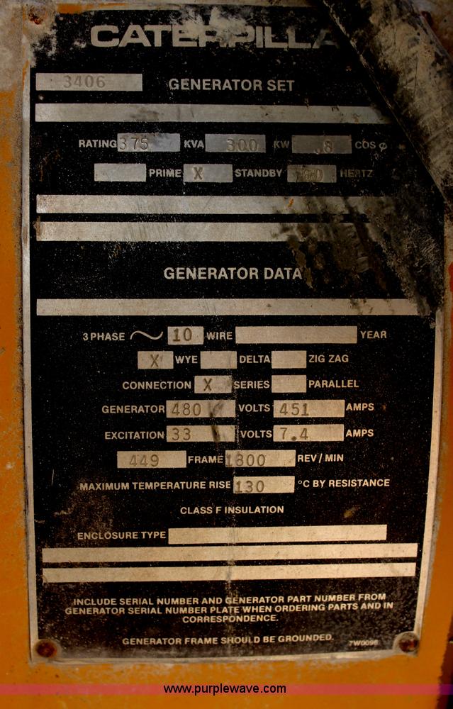 image for item H6138 Caterpillar 3406 gen set