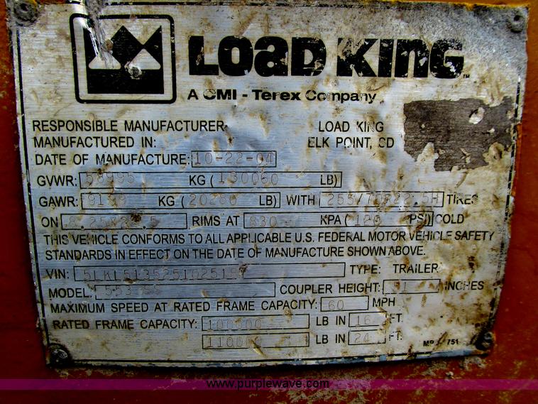 image for item E4702 2005 Load King 553SS triple axle lowboy trailer
