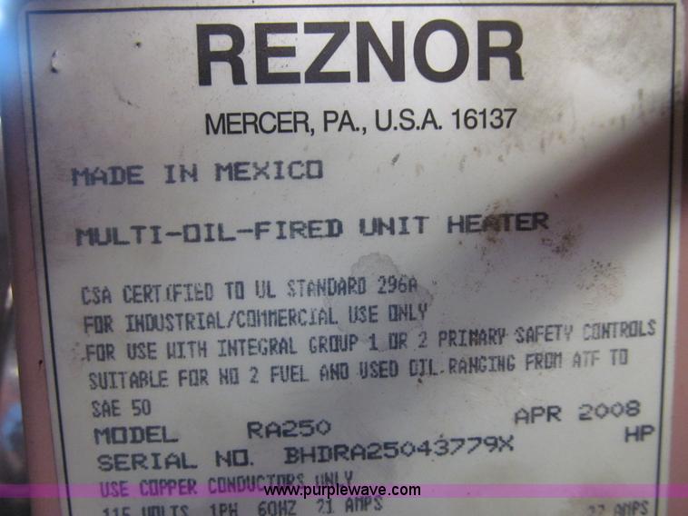 image for item E4773 Reznor RA250 multi oil fired heater