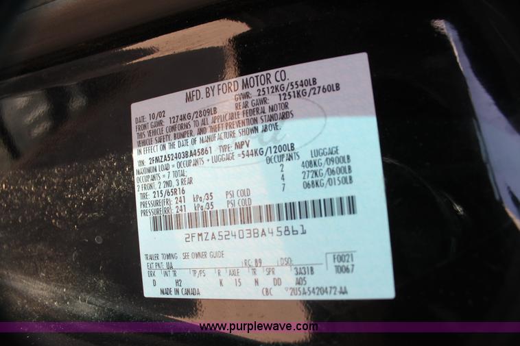 image for item H2085 2003 Ford Windstar SE van