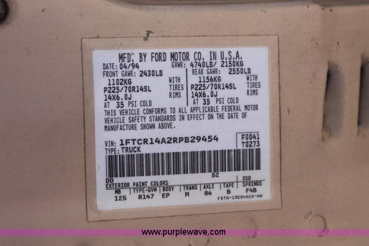 image for item H5660 1994 Ford Ranger XLT SuperCab pickup truck