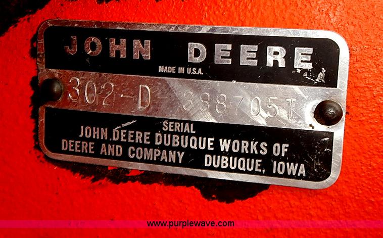 image for item I3654 John Deere 302-D tractor