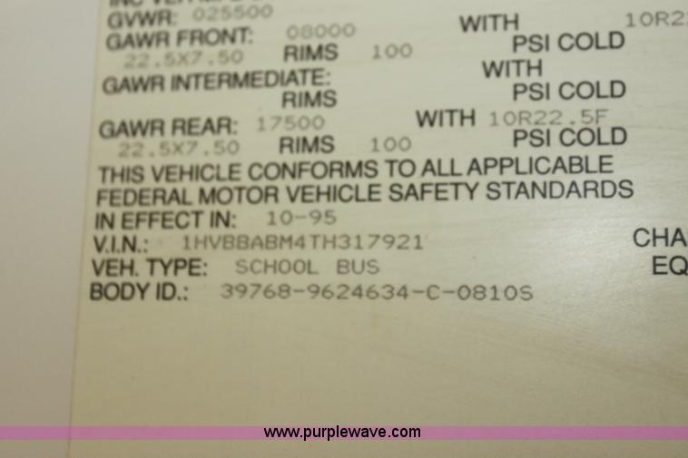 image for item I7415 1996 International 3800 school bus