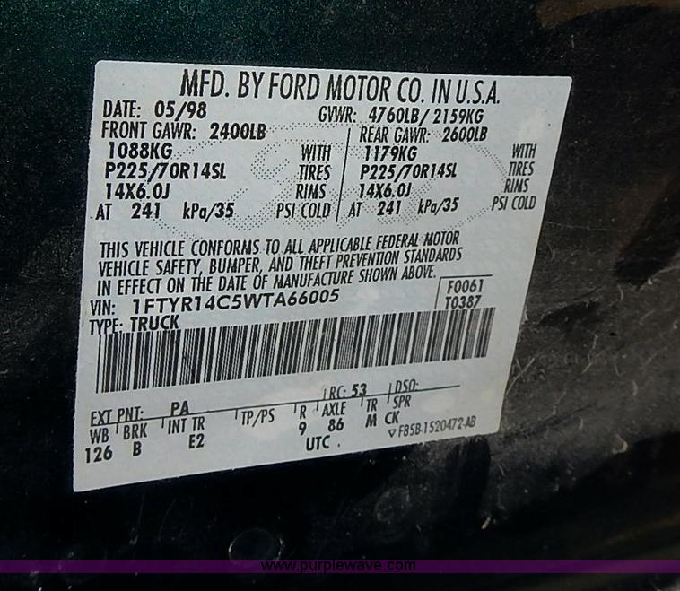 image for item J3202 1998 Ford Ranger XLT SuperCab pickup truck