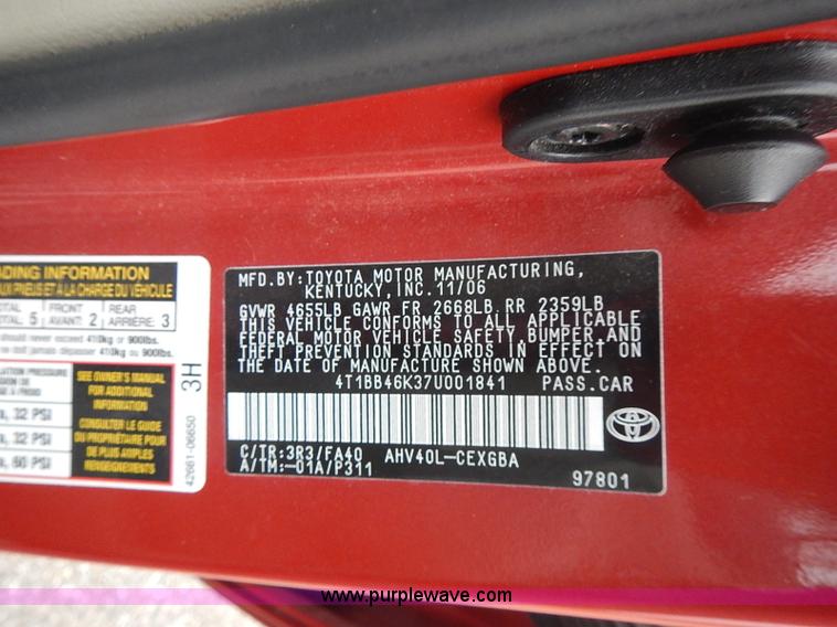 image for item J3236 2007 Toyota Camry