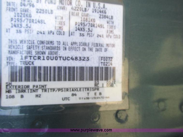 image for item Z9199 1996 Ford Ranger XL pickup truck