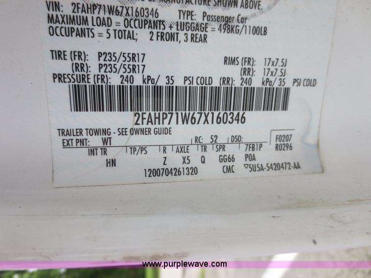 image for item F6961 2007 Ford Crown Victoria Police Interceptor