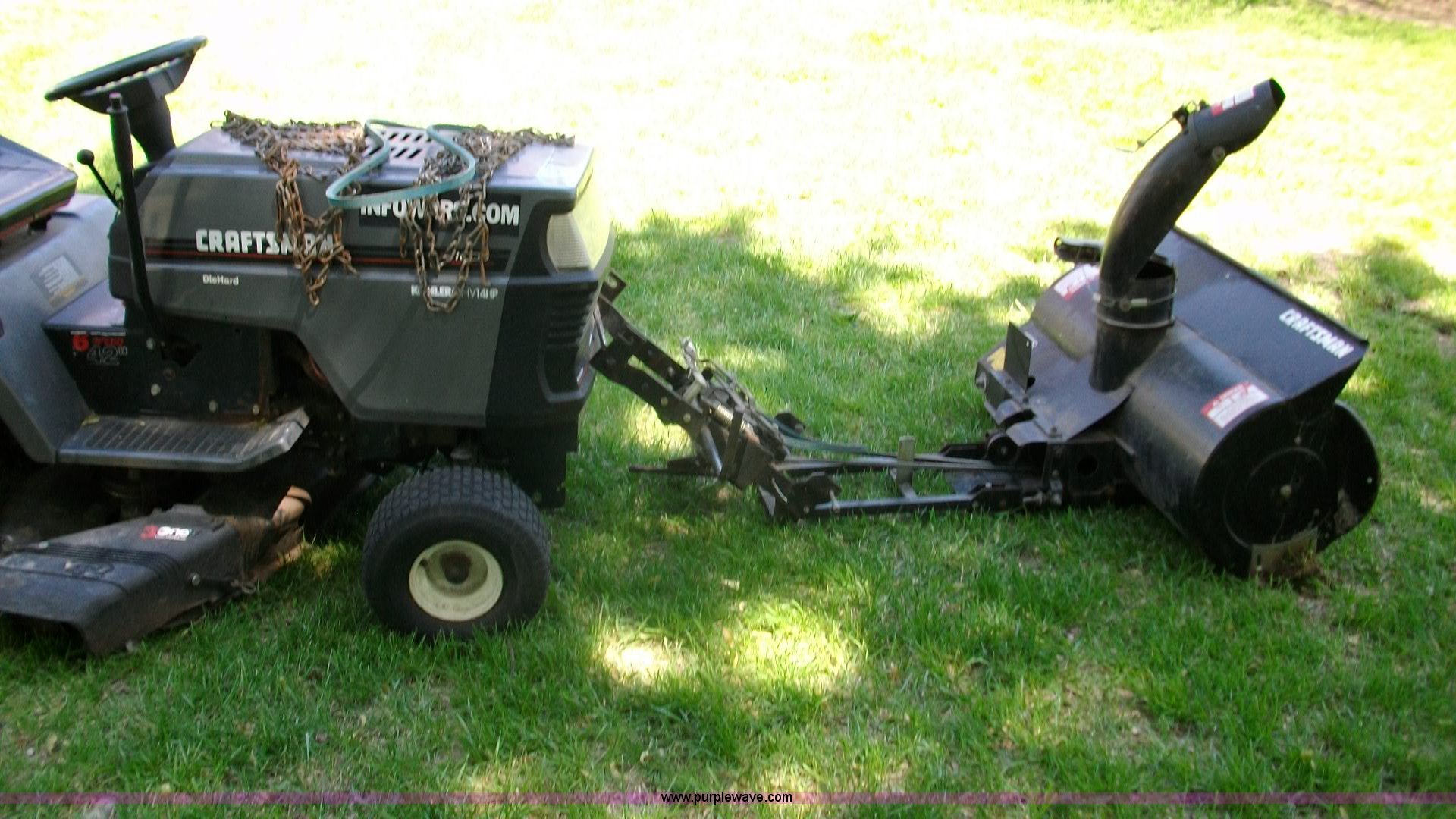 Craftsman riding mower with snow thrower attachment in Wamego, KS