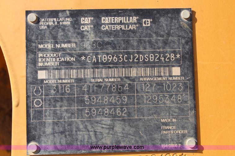 image for item H2679 2002 Caterpillar 963C track loader